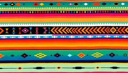 Vibrant Mexican Textile Pattern Design Colorful Stripes