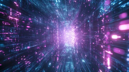 Obraz premium Abstract Digital Data Stream Tunnel Visualization