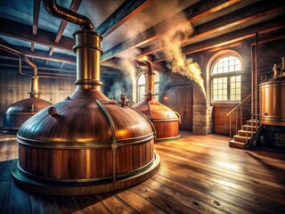 Aged wood barrel, rustic charm. Perfect for homebrewing, this conceptual wooden beer tank crafts unique ales.