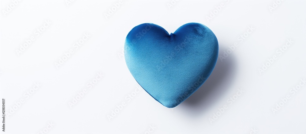Poster blue heart-shaped object on a white background, featuring a gradient of blue tones from dark to ligh