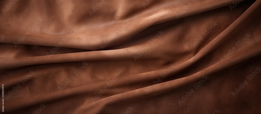 Fototapete rich brown textured fabric resembling aged suede draped elegantly with soft folds and ample copy spa