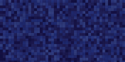 Abstract Digital Technology Futuristic Background. Square Pixels Halftone Pattern Tech Mosaic. Technology or Science Research Presentation Backdrop. Vector Illustration.