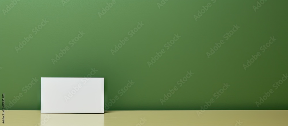 Poster green desktop backdrop with a blank white label positioned centrally against a vibrant green wall, p