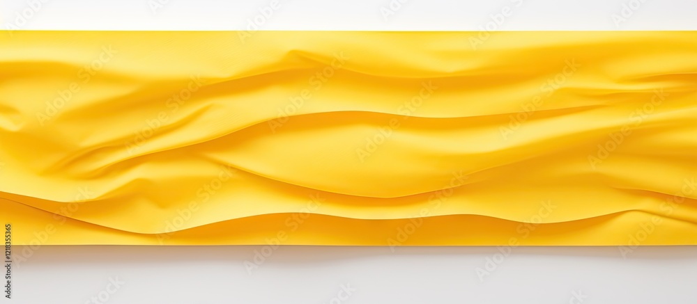 Poster Yellow textured wave pattern on note paper placed horizontally against a clean white background showcasing soft folds and curves for creative designs