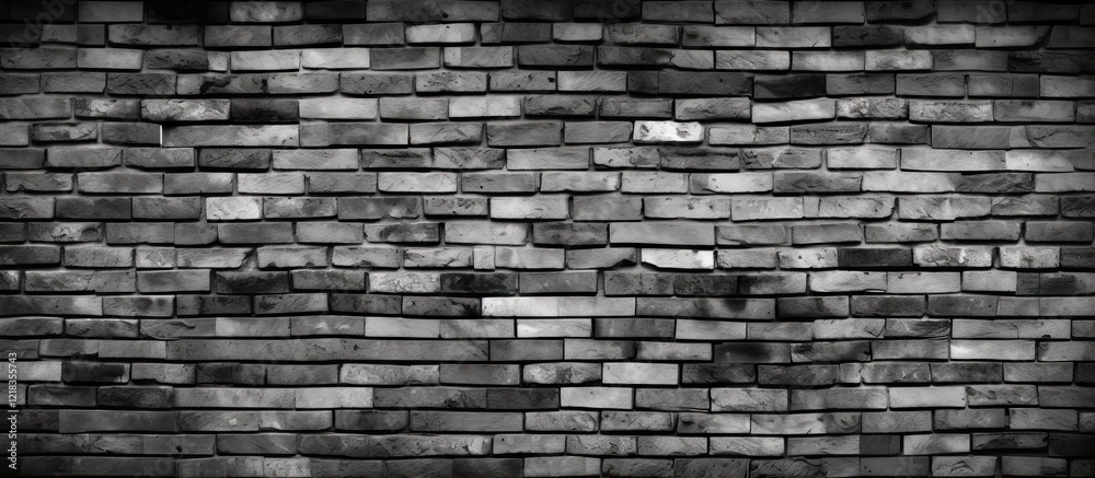 Leinwandbilder black and white textured brick wall with varying shades of gray arranged in a horizontal pattern, cr