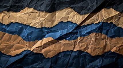 Abstract Background, Torn Crumpled Black and Gold Paper, Colorful Layered Effect, Wavy Edges