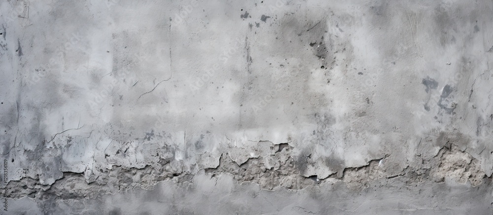 Poster Textured aged cement wall with cracks and weathered surface tones in shades of gray, ideal for copy space usage in design projects.