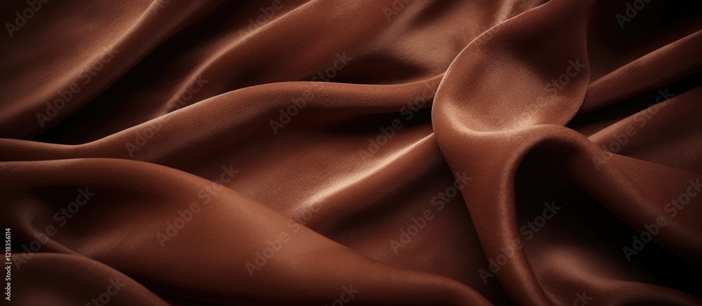 Leinwandbilder rich brown textured fabric with soft satin draping, creating elegant folds and ample copy space for 
