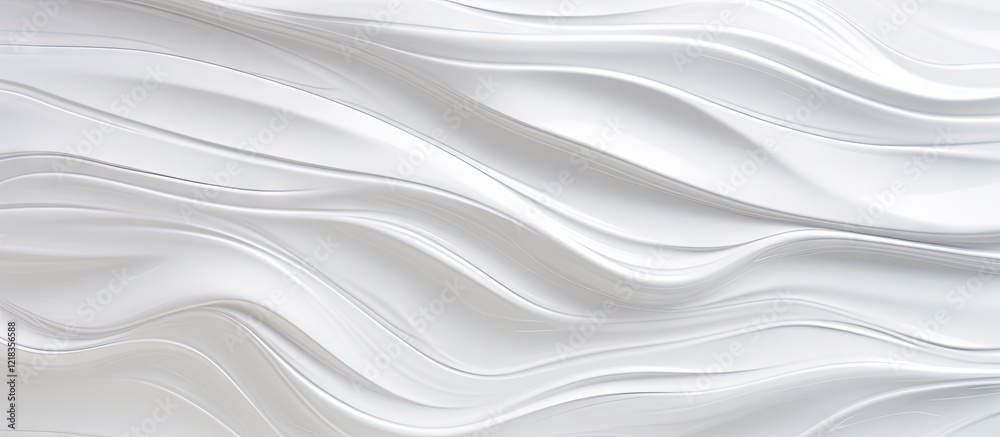 Poster glossy white ceramic texture featuring smooth, flowing waves with subtle shadows, ideal for backgrou