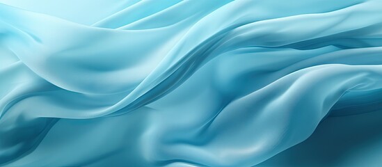 Obraz premium Wavy aquamarine fabric texture in soft blue tones with multicolored chiffon layers creating a translucent and elegant background for designç”¨é€”.