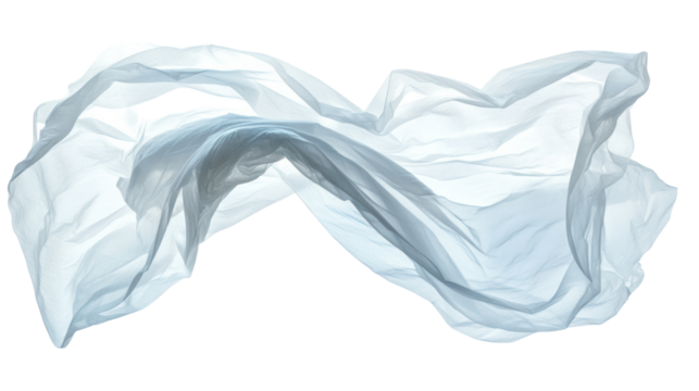 Floating white fabric in motion, creating a sense of elegance and lightness on a transparent background, perfect for design use.