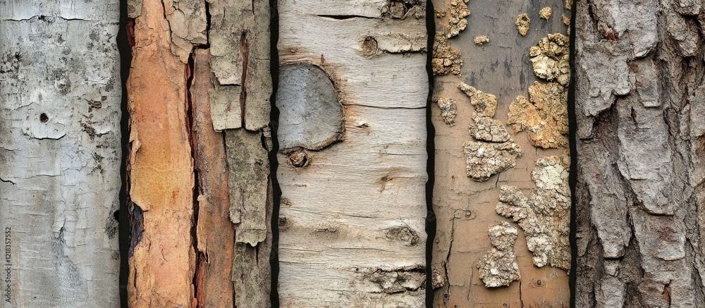 Aufkleber textured surfaces of decaying wood in earthy tones of brown and gray arranged vertically showcase un