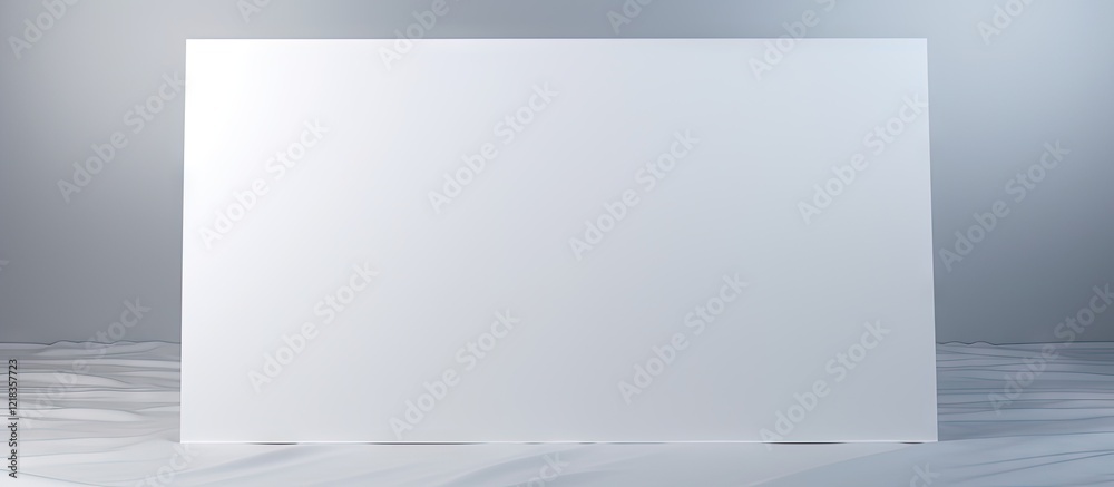 Poster Glossy white sheet of paper folded into sixteen sections placed on a soft gray background, offering ample blank space for text or images.