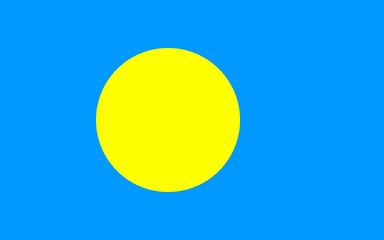 High detailed flag of Palau. National Palau flag. Oceania. 3D illustration.