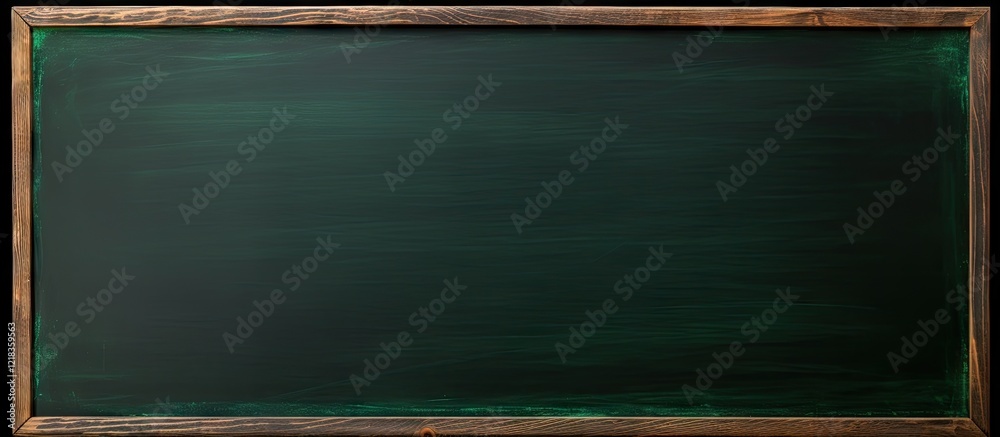 Aufkleber panoramic green chalkboard with a wooden frame featuring a smooth surface ample copy space for banne
