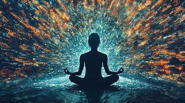 The Inner Strength Guide showcases an eye-catching book cover design with a silhouette meditating amidst inspiring keywords, ideal for self-help and personal development.