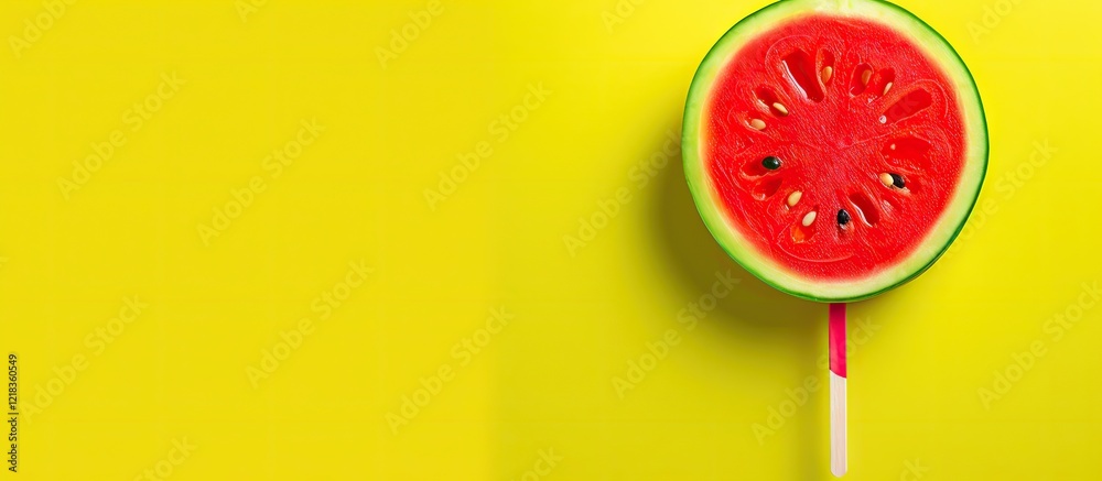 Poster vibrant watermelon slice on a bright yellow background creating a fresh and playful contrast with a 