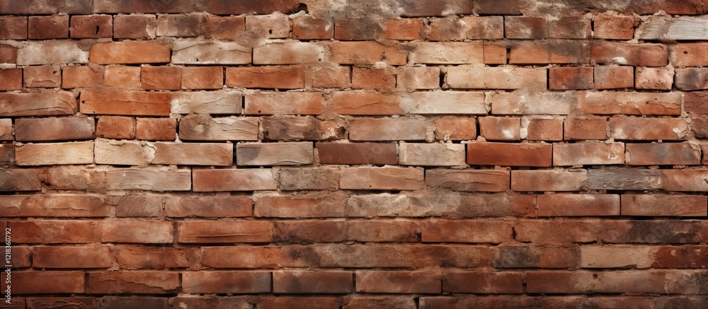 Poster Aged red brick wall texture with varying shades of red and gray, horizontal layout with plenty of copy space for text above or beside.