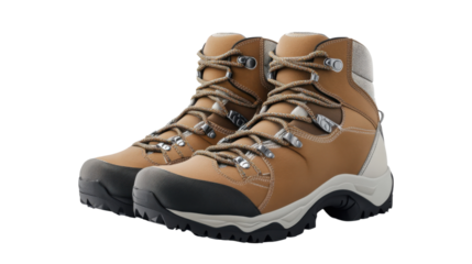 Pair of hiking shoes on transparent background
