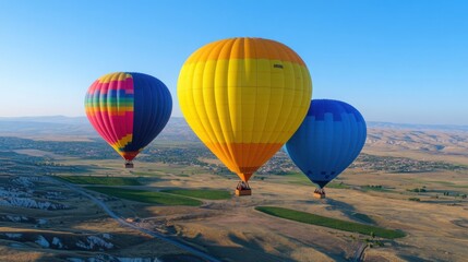 a dazzling array of multicolored hot air balloons floating against a clear blue sky