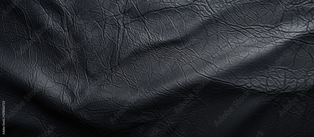 Aufkleber black textured leather close-up with subtle wrinkles and natural patterns, highlighting rich depth a