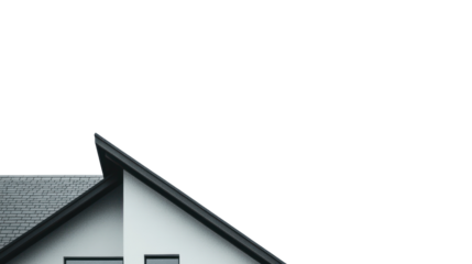 Modern house exterior with sleek design against a plain background, emphasizing architecture and contemporary style.