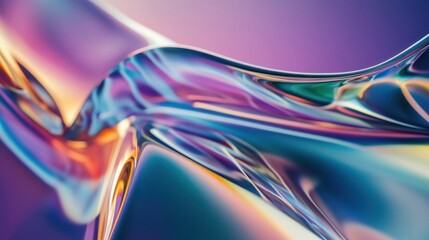 Abstract iridescent fluid flowing, vibrant colors.