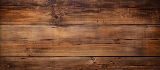 Fototapeta premium Rustic wooden background with rich brown tones featuring textured grain across the horizontal planks, ideal for showcasing copy or design elements.