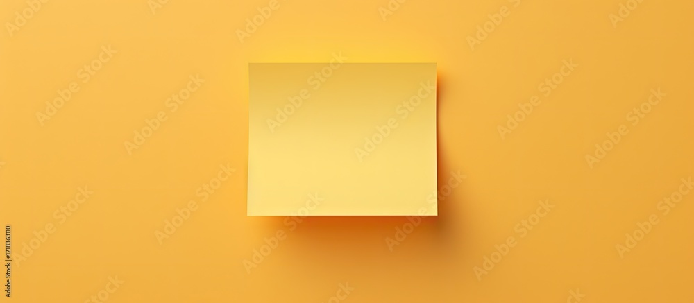 Poster Yellow sticky note centered on a soft yellow background with ample white copy space for notes or reminders creating a minimalist effect.