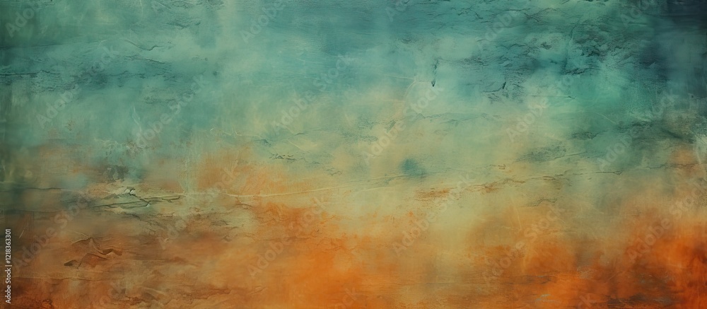 Poster abstract vintage grunge texture with a gradient of teal orange and earthy tones creating an antique 