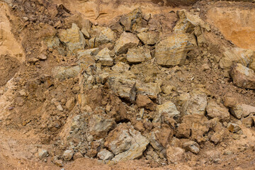 Landslides of sand layers on a cliff