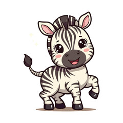 Cute Zebra Standing Cartoon Vector Icon Illustration. Animal Nature Icon Concept Isolated Premium illustration vector illustration