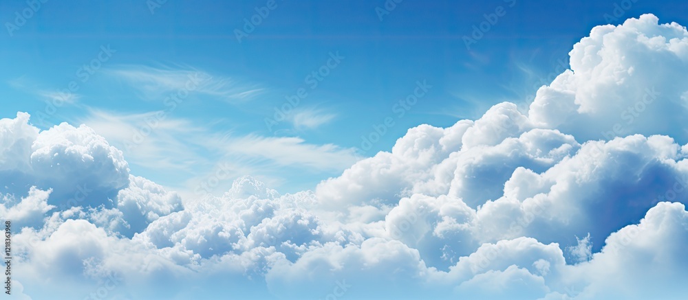 Aufkleber vibrant blue sky with fluffy white clouds in the center and upper portion, creating a serene and exp