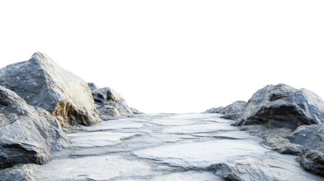 Rocky terrain with scattered stones creating a natural path. Ideal for outdoor or geological themes.