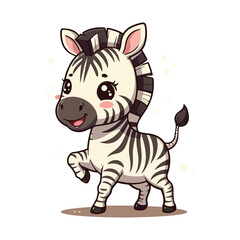 Cute Zebra Standing Cartoon Vector Icon Illustration. Animal Nature Icon Concept Isolated Premium illustration vector illustration