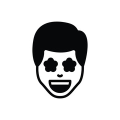 Black solid icon for excited