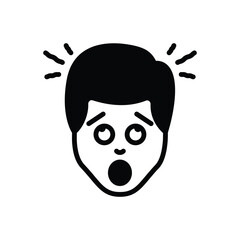 Black solid icon for shocked