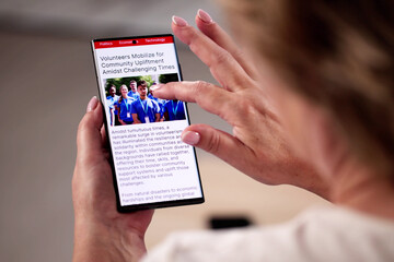 Watching Online News Article On Mobile Phone And Laptop