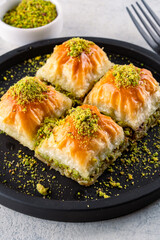 Traditional Turkish dessert baklava with pistachios