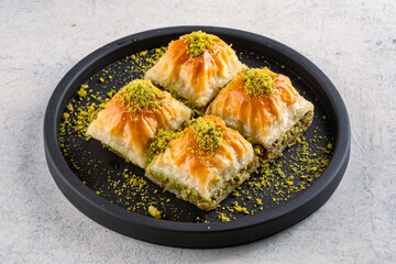 Traditional Turkish dessert baklava with pistachios