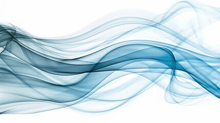 Obraz premium Soft blue waves flow gracefully across white background, creating serene and calming atmosphere. smooth curves evoke sense of tranquility and fluidity