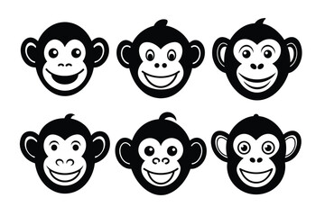 set of funny faces monkey 