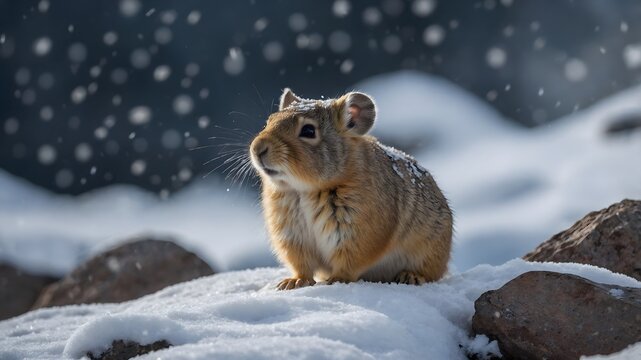 Alpine Snowbound: The Ili Pika in Its Frosty Habitat