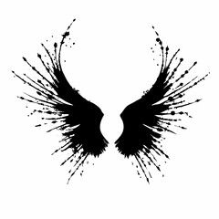 Black grunge wings two vector illustration (1)