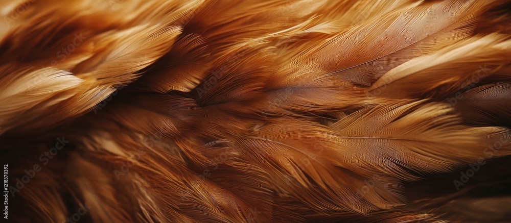 Poster Warm brown chicken feathers create a textured background with rich hues and soft gradients, enhancing visual depth and warmth in the composition.