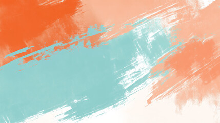 Abstract pastel brush strokes in orange and teal