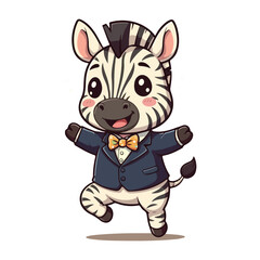 Cute Zebra Standing Cartoon Vector Icon Illustration. Animal Nature Icon Concept Isolated Premium illustration vector illustration