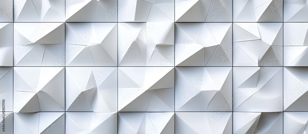 Poster geometric white background with textured 3d triangles arranged in a grid pattern creating depth idea