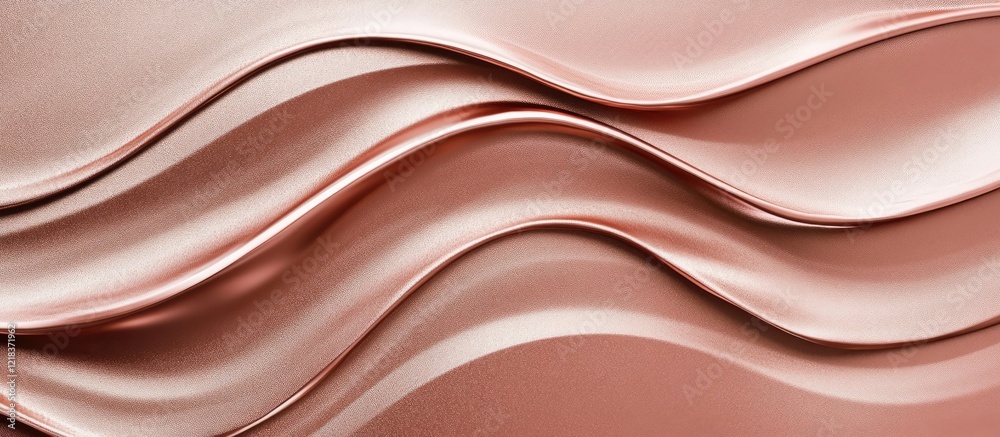 Fototapete Rose gold wave curves in soft, flowing layers create an elegant backdrop with a smooth texture ideal for sophisticated design projects