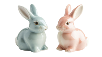 Two rabbits on transparent background